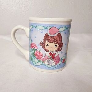 Precious Moments January Birthday Mug Flower of the Month Carnation Enesco